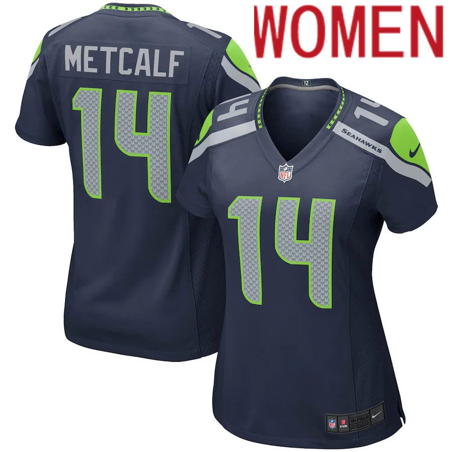 Women Seattle Seahawks #14 DK Metcalf Nike College Navy Game Player NFL Jersey->women nfl jersey->Women Jersey